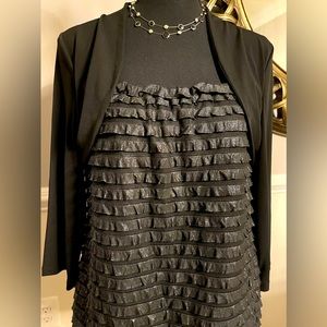 Ruffled blouse with 3/4 sleeve stretch attached/bolero style. Brand new with tag